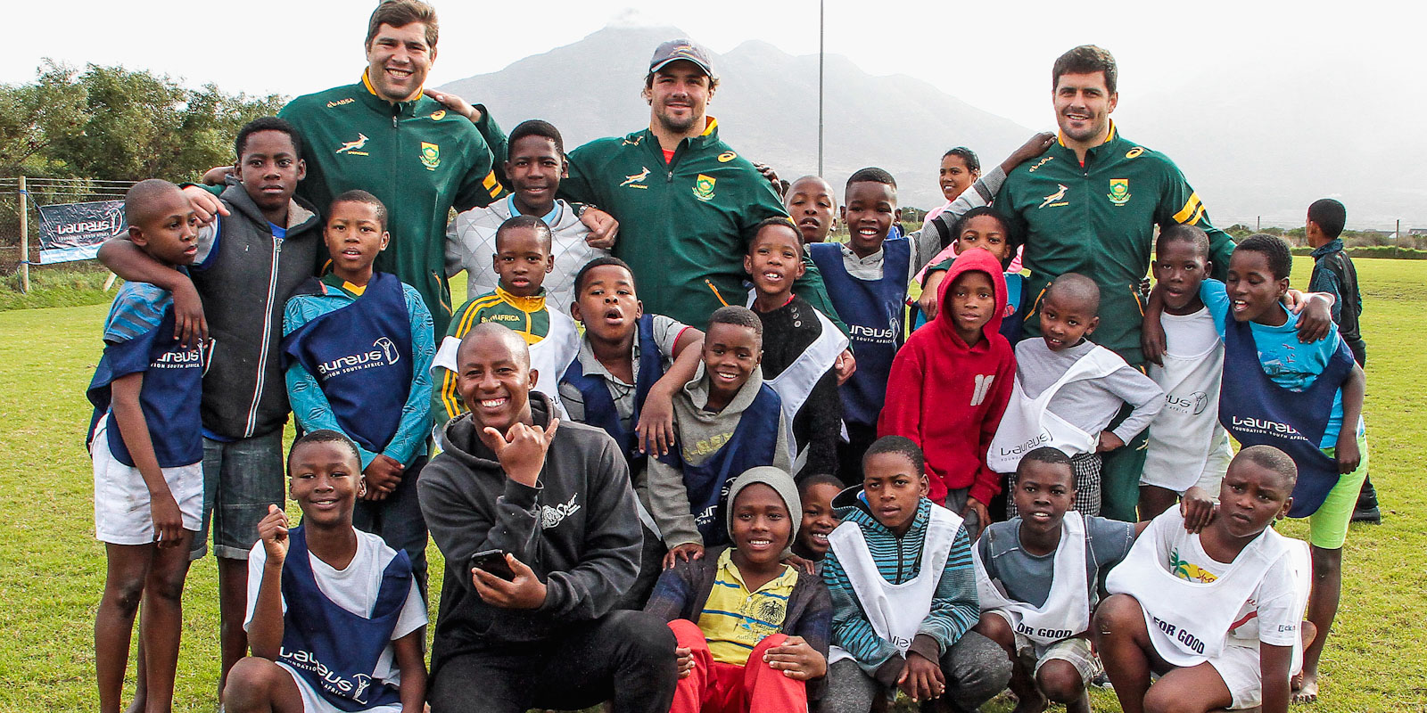 A couple of Springboks at a Laureus Sport for Good clinic in Cape Town.