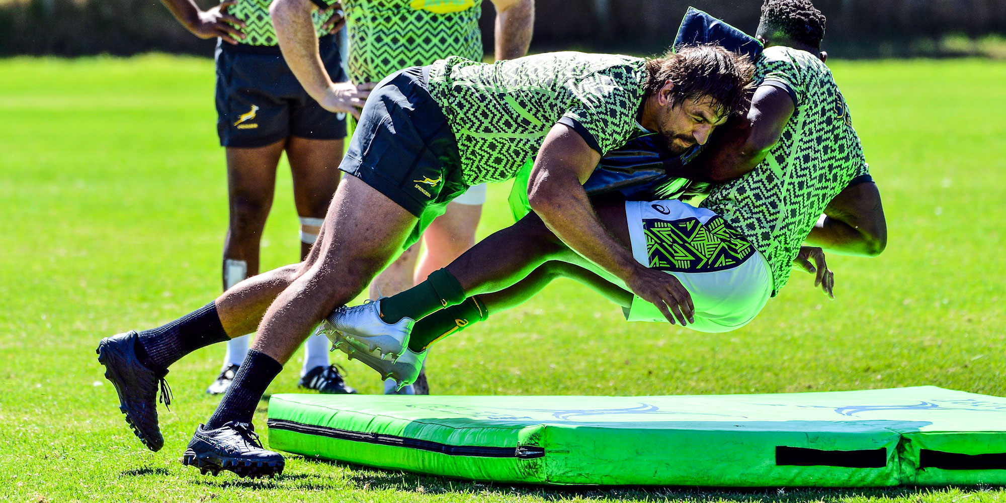 Eben Etzebeth gets stuck in at a training session on Tuesday.