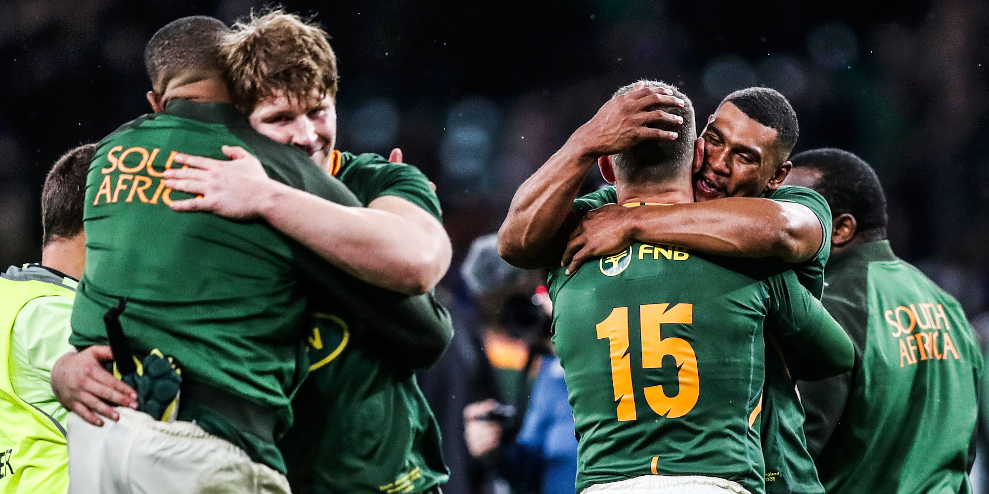 Celebrating the first Bok win over England at Twickenham since 2014.