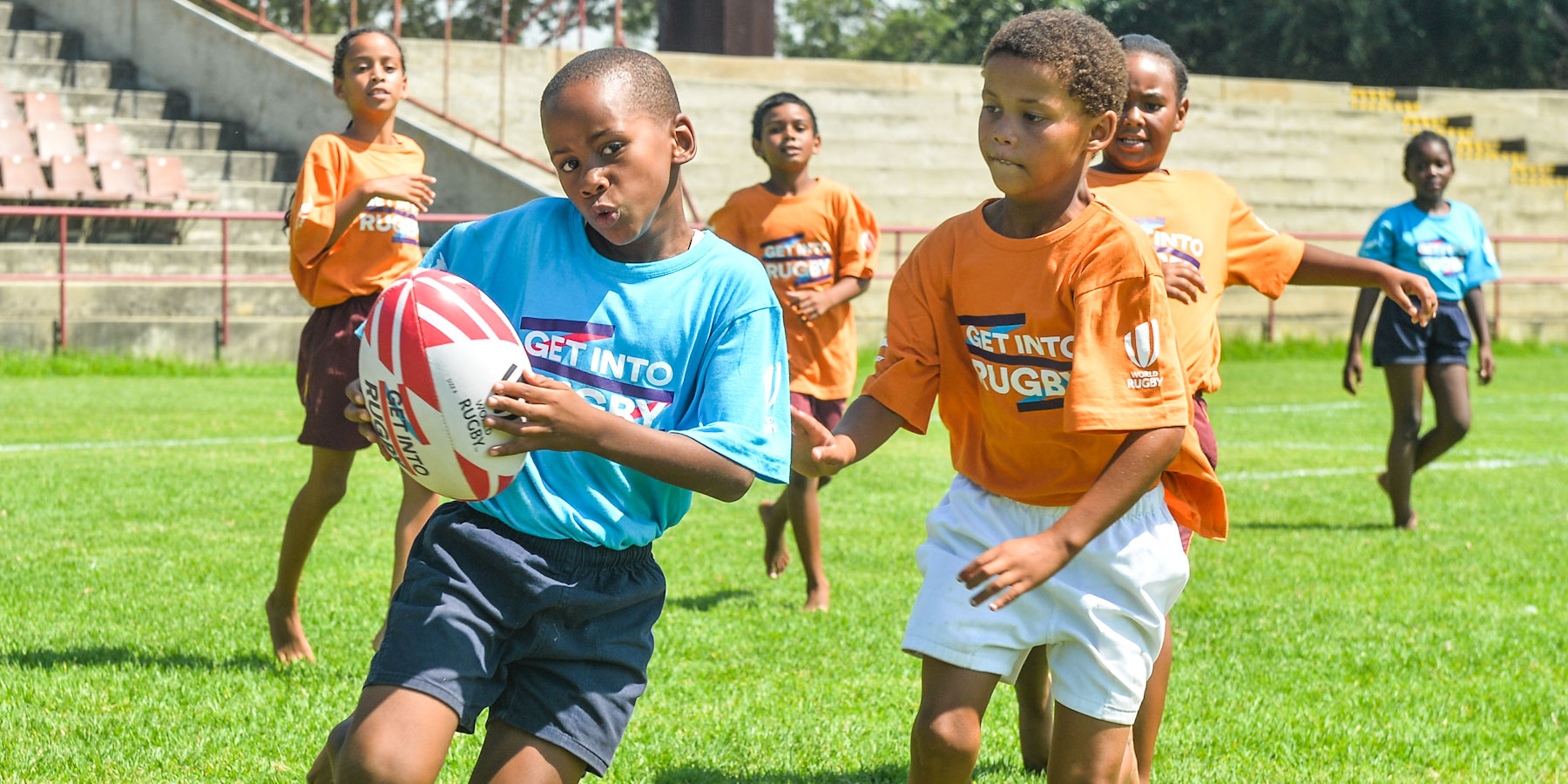 Action from a Get Into Rugby festival in Stellenbosch in 2019.