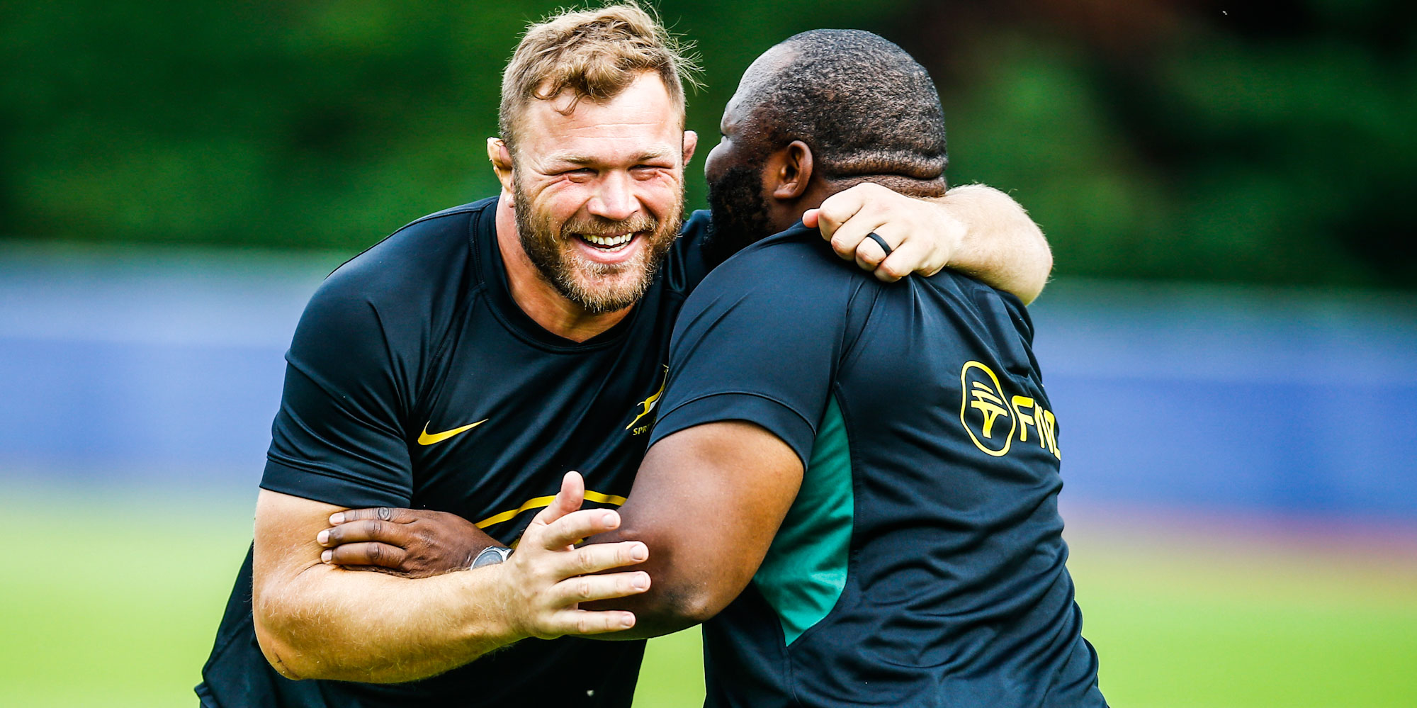 Duane Vermeulen and Ox Nche at training earlier in the week.