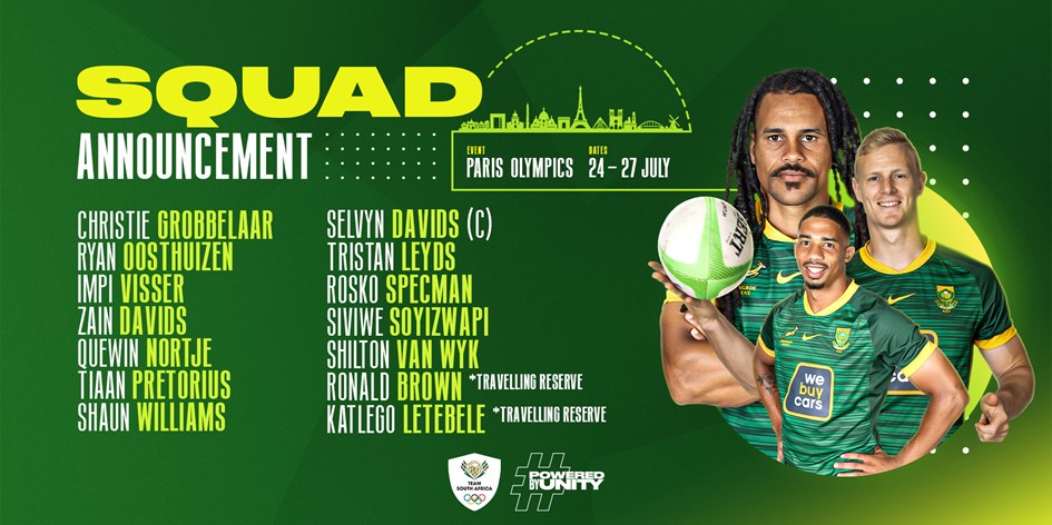 Springbok Sevens squad named for 2024 Olympics | SA Rugby