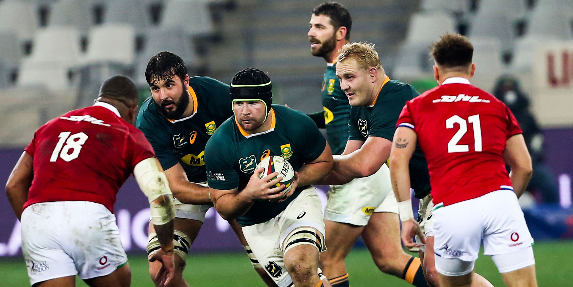 Marco van Staden on attack for the Springboks.