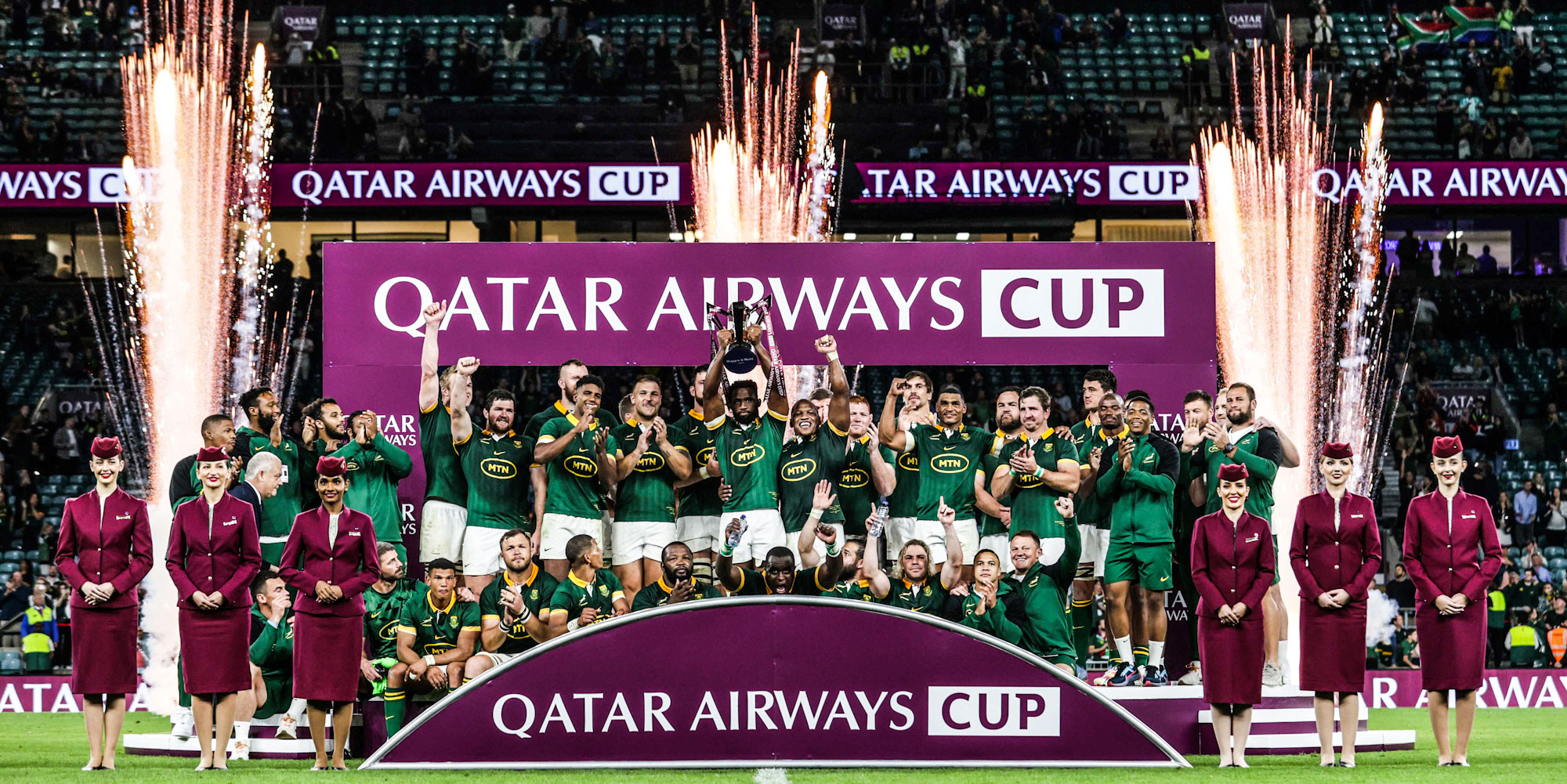 The Springboks beat the All Blacks in London last year to lift the Qatar Airways Cup.