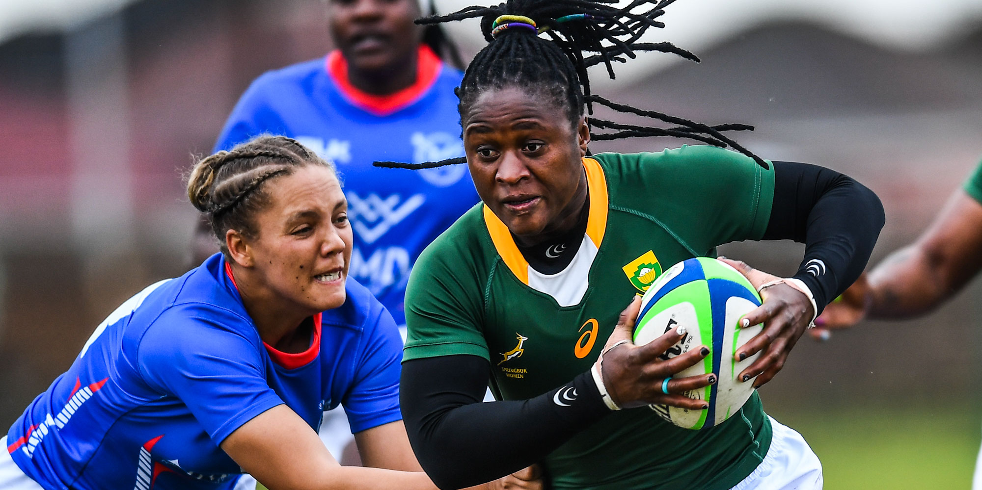Zintle Mpupha scored three of her four tries in the first half.