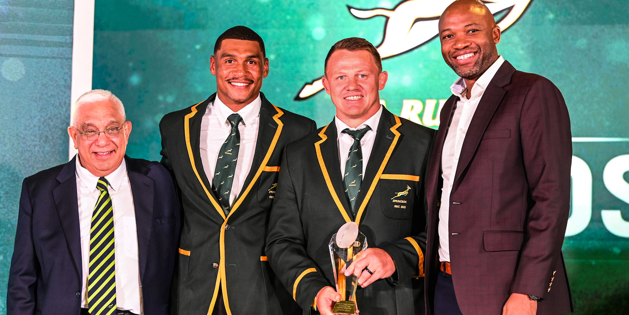 Damian Willemse and Deon Fourie accepted the Team of the Year award on behalf of the Springboks.