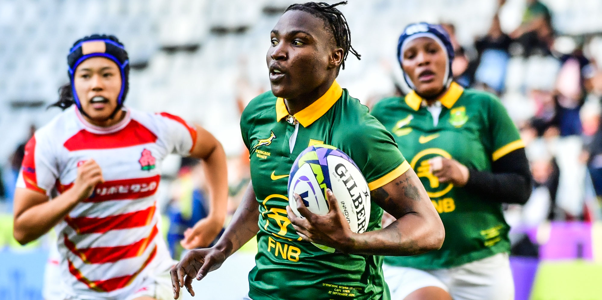 Ayanda Malinga goes over for a try against Japan last year.