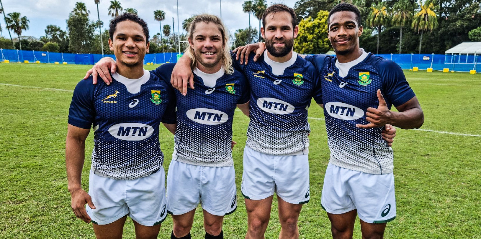 The four scrumhalves on tour with the Springboks, Herschel Jantjies, Faf de Klerk, Cobus Reinach and Grant Williams.