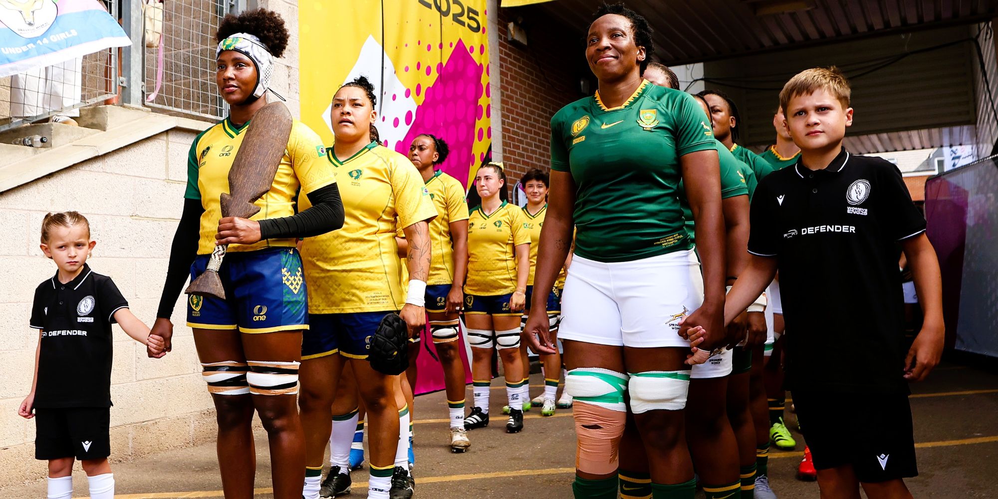 Leading the Bok Women out against Brazil in their RWC opener last month.