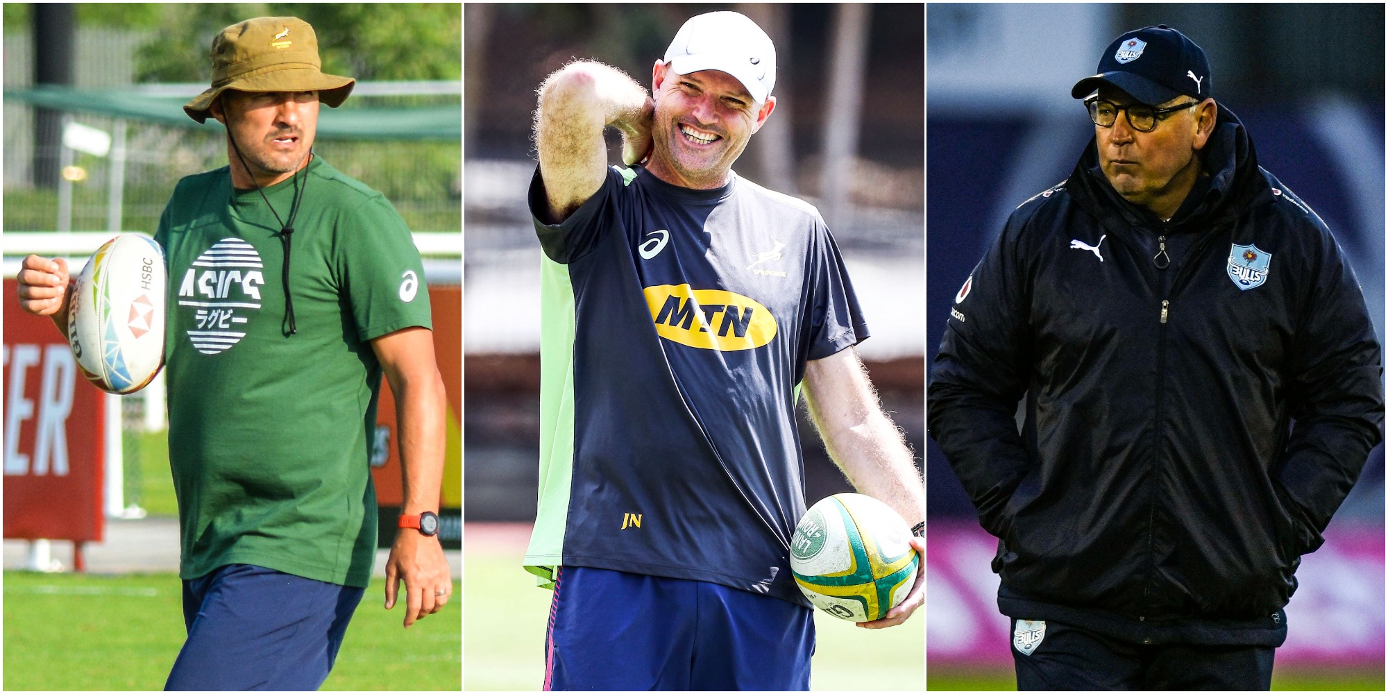 Coach and Team of the Year nominees (left to right): Powell / Blitzboks, Nienaber / Springboks and White / Vodacom Bulls.