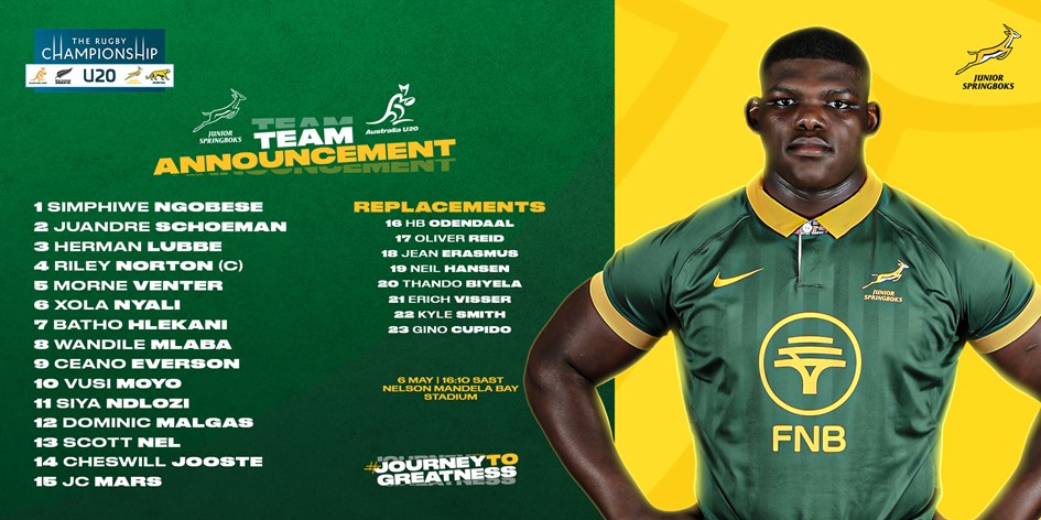 Junior Springboks rotate team for Australia clash | SA Rugby
