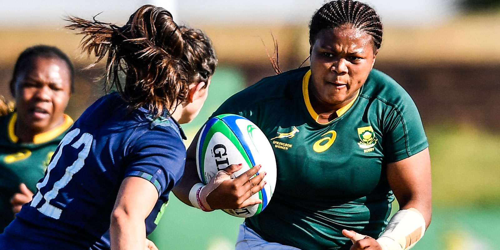 Aphiwe Ngwevu, in action here for South Africa, scored Boland's only try of their match against the Sharks.